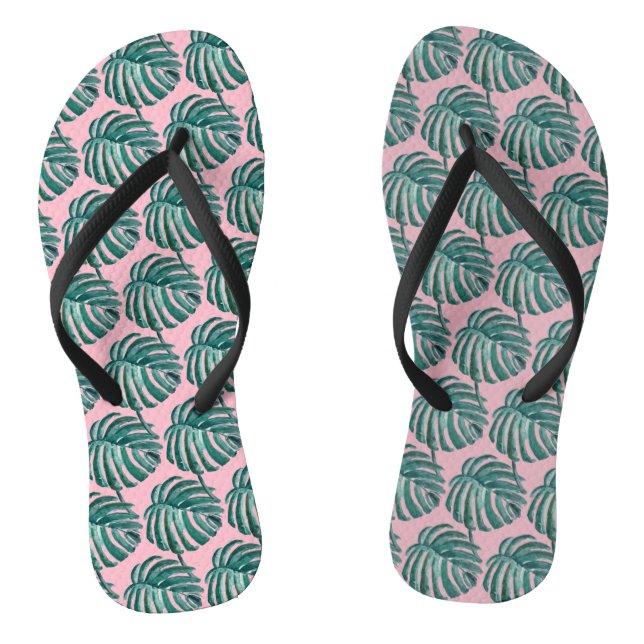 Botanische Palmenbaumdrucke Flip Flops (Fußbett)