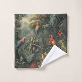 Botanische Papageienlandschaft und Ananas Badhandtuch Set