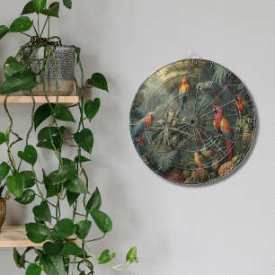 Botanische Papageienlandschaft und Ananas Dartscheibe