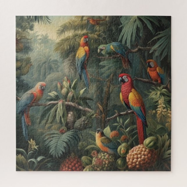 Botanische Papageienlandschaft und Ananas Puzzle (Vertikal)