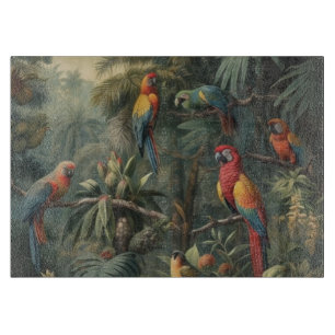Botanische Papageienlandschaft und Ananas Schneidebrett