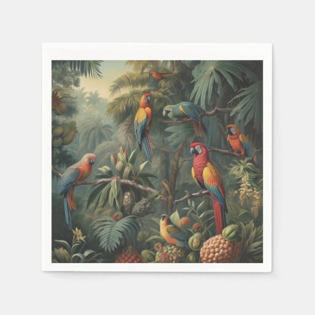 Botanische Papageienlandschaft und Ananas Serviette (Vorderseite)