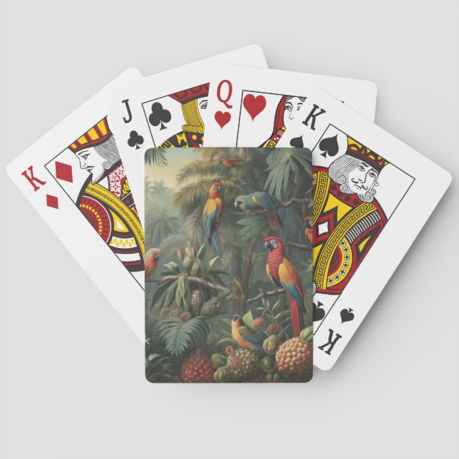 Botanische Papageienlandschaft und Ananas Spielkarten (Rückseite)