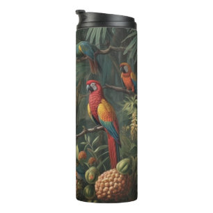 Botanische Papageienlandschaft und Ananas Thermosbecher