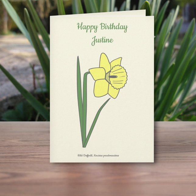 Botanische Pastelblütenkarte Blume Geburtstagskart Karte (Botanical Daffodil Birthday Card )