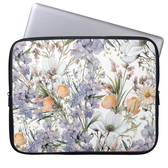 Botanische Pastellfarben Wildblume Blütensommer Laptopschutzhülle (Vorderseite)
