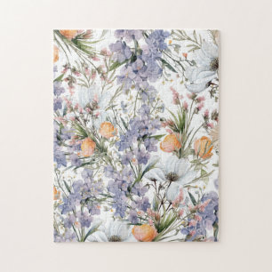 Botanische Pastellfarben Wildblume Blütensommer Puzzle