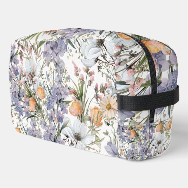 Botanische Pastellfarben Wildblume Blütensommer Waschbeutel (Linke Seite)