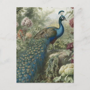 Botanische Pfauenlandschaft in einem englischen Ga Postkarte