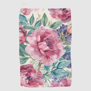 Botanische Pfingstrose Wasserfarbe Lavendelblüten  Golfhandtuch