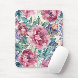 Botanische Pfingstrose Wasserfarbe Lavendelblüten Mousepad