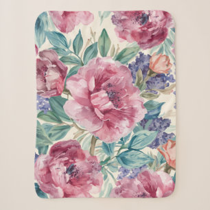 Botanische Pfingstrose Wasserfarbe Lavendelblüten Sherpadecke