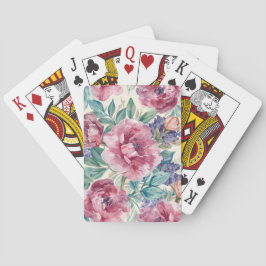 Botanische Pfingstrose Wasserfarbe Lavendelblüten  Spielkarten