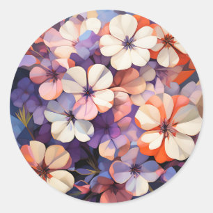 Botanische Pflanze Abstrakt Phlox Floral Runder Aufkleber
