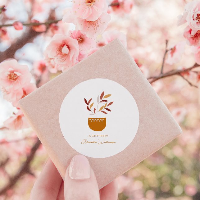 Botanische Pflanze im Herbst Personalisierter Name Runder Aufkleber (Von Creator hochgeladen)