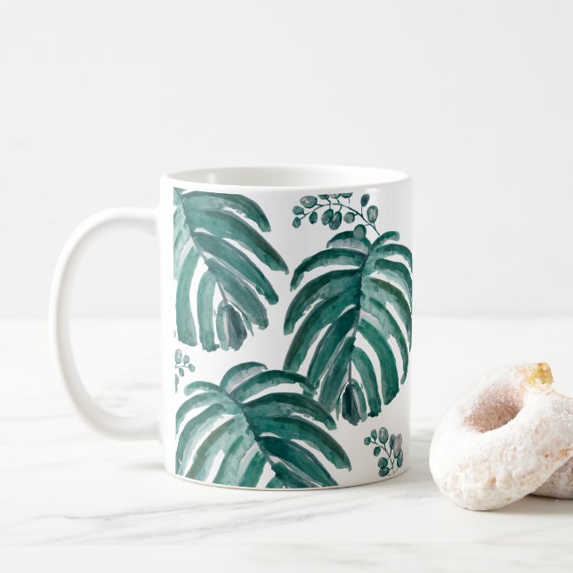 Botanische Pflanze Tropische Malerei Kaffeemaschin Kaffeetasse (Mit Donut)