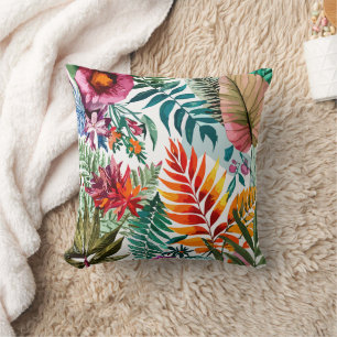 Botanische Pflanzen Blätter Farne und Blumen Kissen