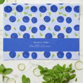 Botanische Pflaumen-Kollektion Blau Geschirrtuch