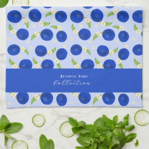 Botanische Pflaumen-Kollektion Blau Geschirrtuch