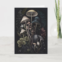 Botanische Pilze Dunkles Cottagecore-Druck, Dunkel