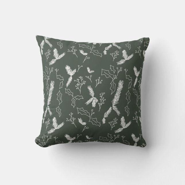Botanische Pine Berry Green Kissen (Vorderseite)
