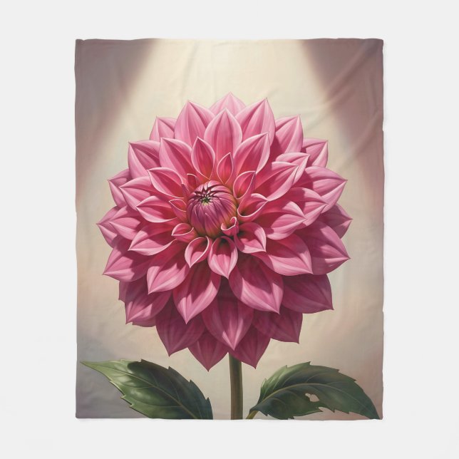 Botanische Pinke Dahlienblüte Fleecedecke (Vorderseite)