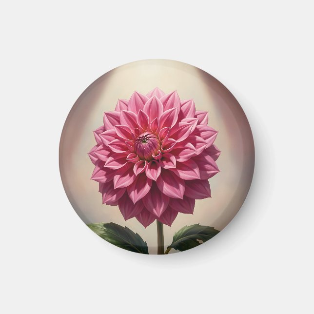 Botanische Pinke Dahlienblüte Magnet (Vorne)