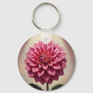 Botanische Pinke Dahlienblüte Schlüsselanhänger