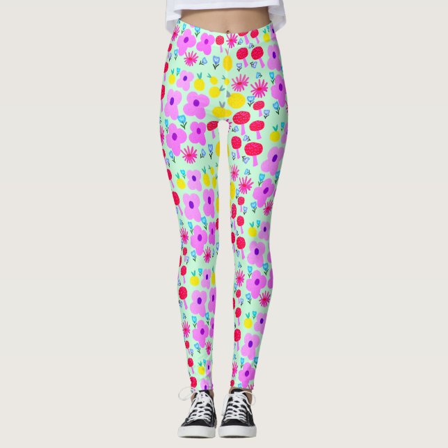 Botanische PomPoms All-Over-Print Leggings (Vorderseite)