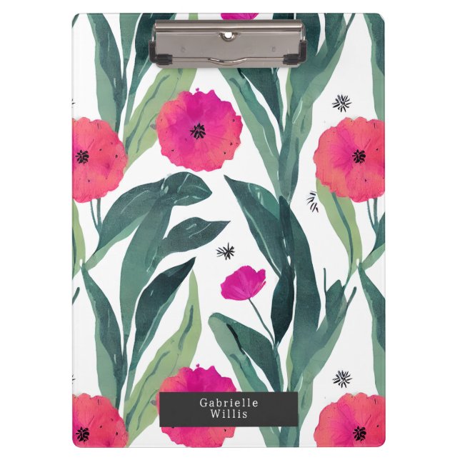 Botanische Poppies-Blumenmuster Klemmbrett (Vorderseite)