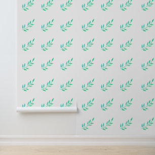 Botanische Print Green Leaves Muster Garten Weiß Tapete