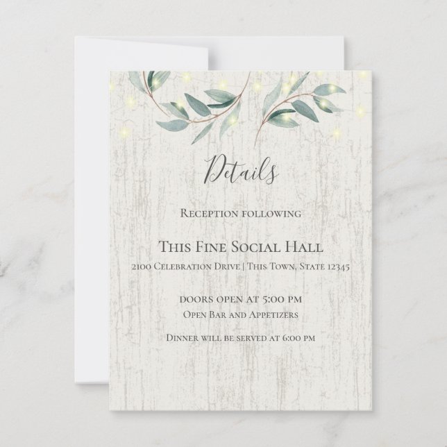 Botanische Reben und Lichter Rustikale Hochzeit Einladung (Vorderseite)