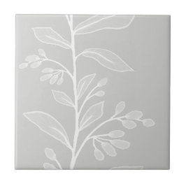 Botanische Reverie L6 große weiße Pflanze Fliese