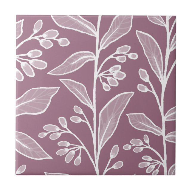 Botanische Reverie L7 Große weiße Pflanze Fliese (Vorderseite)