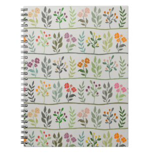 Botanische Rhapsodie Süße Farbige Blumensilhouette Notizblock
