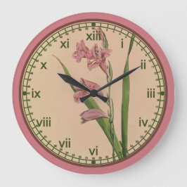 Botanische rosa Lilien-Wanduhr Curtis in 3 Arten Große Wanduhr
