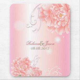 Botanische rosa Pfingstrosenhochzeit des Mousepad
