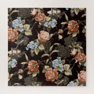 Botanische Rose: abstraktes Blumenmuster. Puzzle