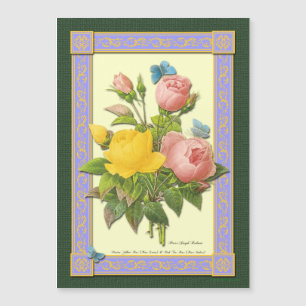 Botanische Rose Boquet und Schmetterlinge Magnet
