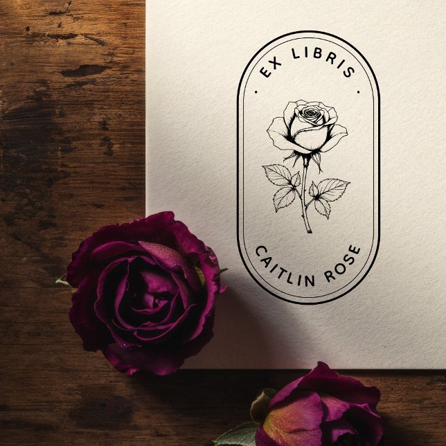 Botanische Rose Ex Libris Selbsterinnende Buch-Bri Permastempel (Von Creator hochgeladen)