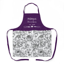 Botanische Rose Schwarz und Lila Personalisiert