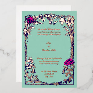 Botanische Rose Vine Border Wedding Folieneinladung