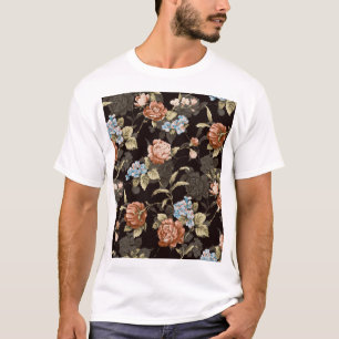 Botanische Rosen: abstraktes Blumenmuster. T-Shirt