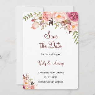 Botanische Rosengarten-Ankündigung in Blush-Tönen Save The Date