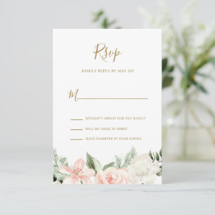 Botanische RSVP-Karte mit rosa und goldblütigem Fl RSVP Karte