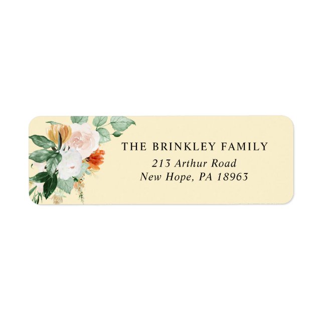 Botanische Rücksendeadresse Boho Pastel Yellow Flo (Vorne)