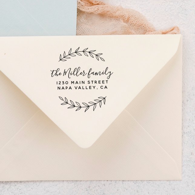 Botanische Rücksendeadresse einer benutzerdefinier Permastempel (Stamp Mock-up)