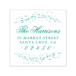 Botanische Rücksendeadresse für elegante Skriptnam Permastempel