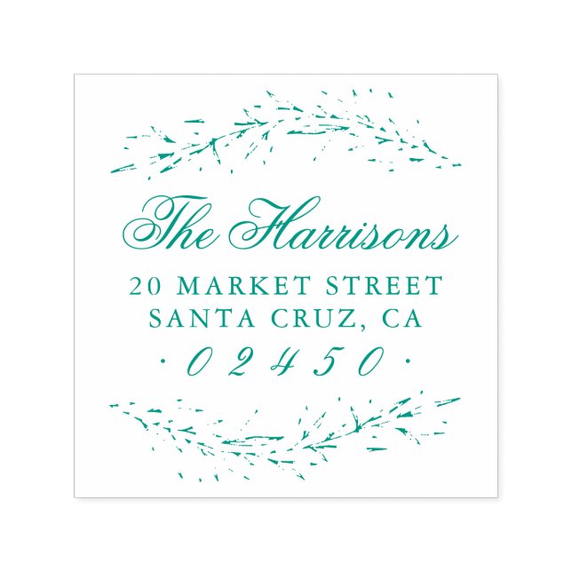 Botanische Rücksendeadresse für elegante Skriptnam Permastempel (Design)