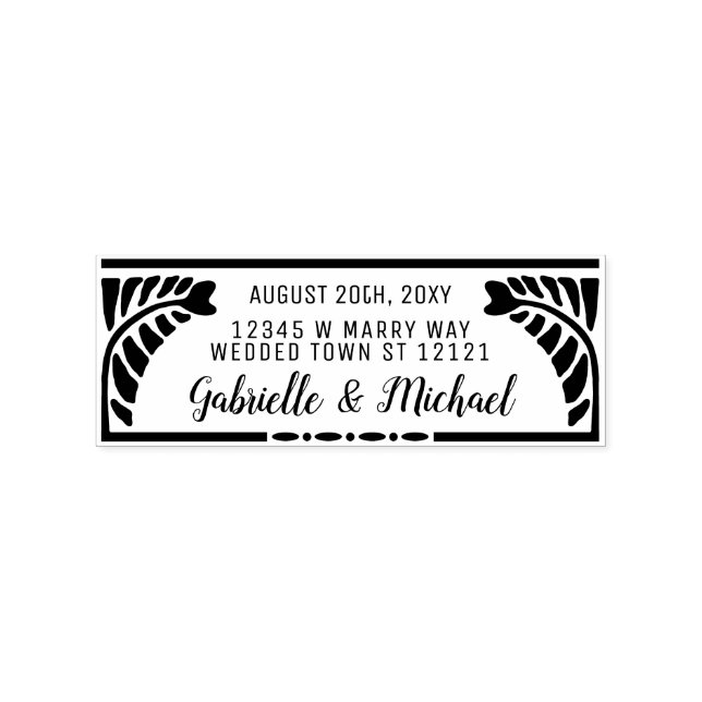 Botanische Rücksendeadresse Hochzeit Name + Datum Gummistempel (Prägung)